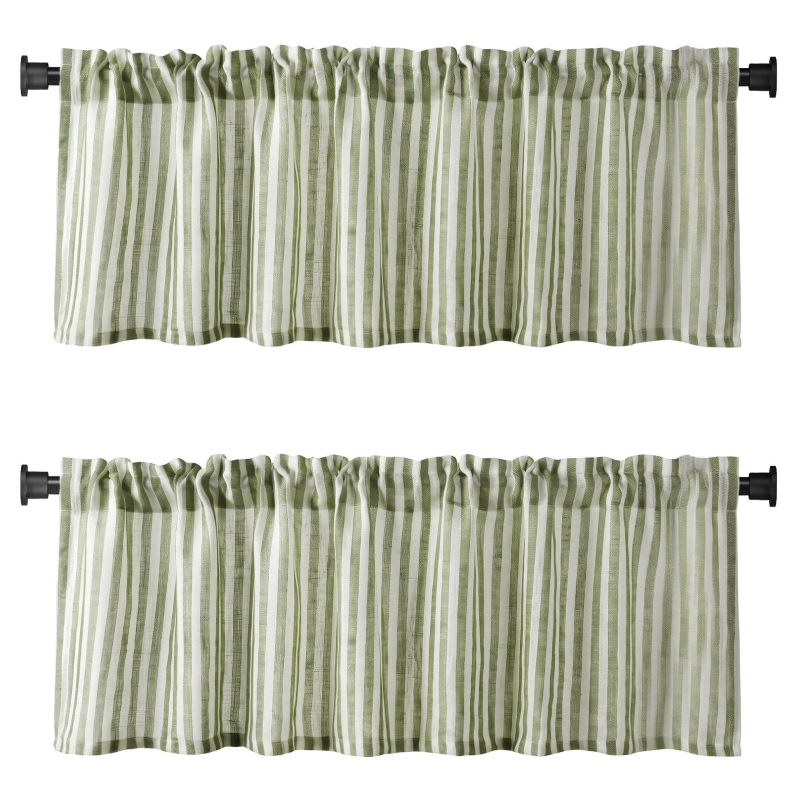 2 Pack Textured Striped Window Valances Farmhouse Design Burlap Window Treatm…