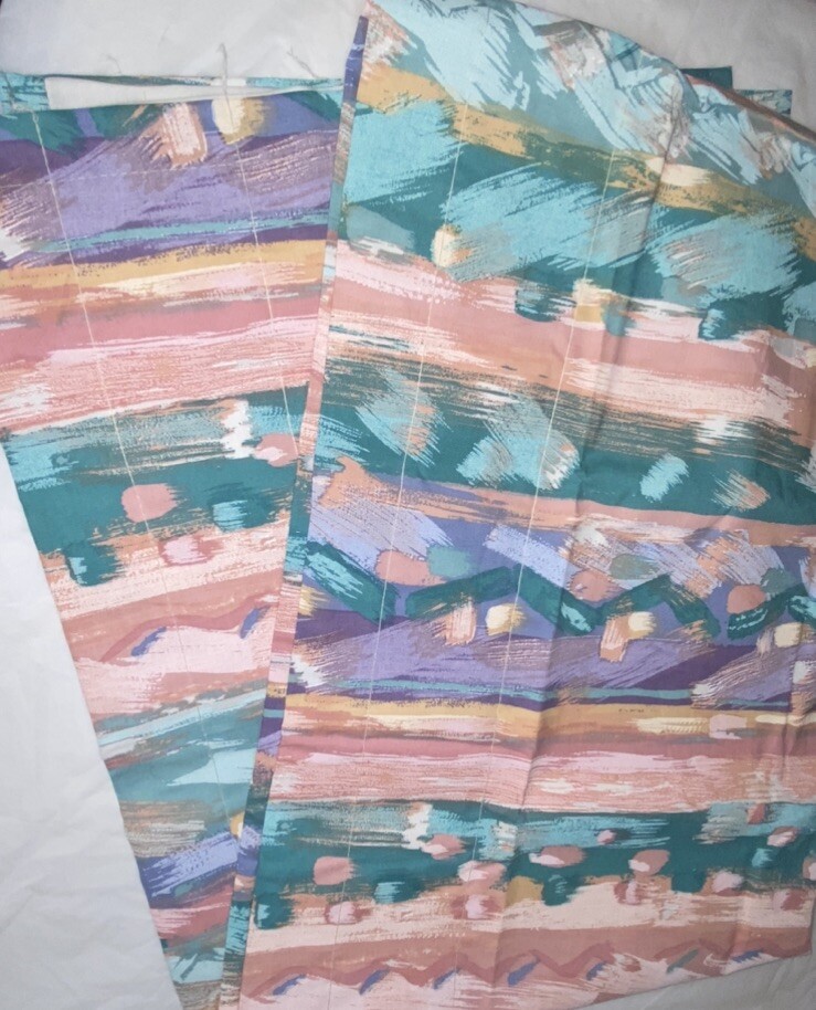 Right at Home Blouson Valance Style Calypso Cotton paint brush 86” x 15” pastel