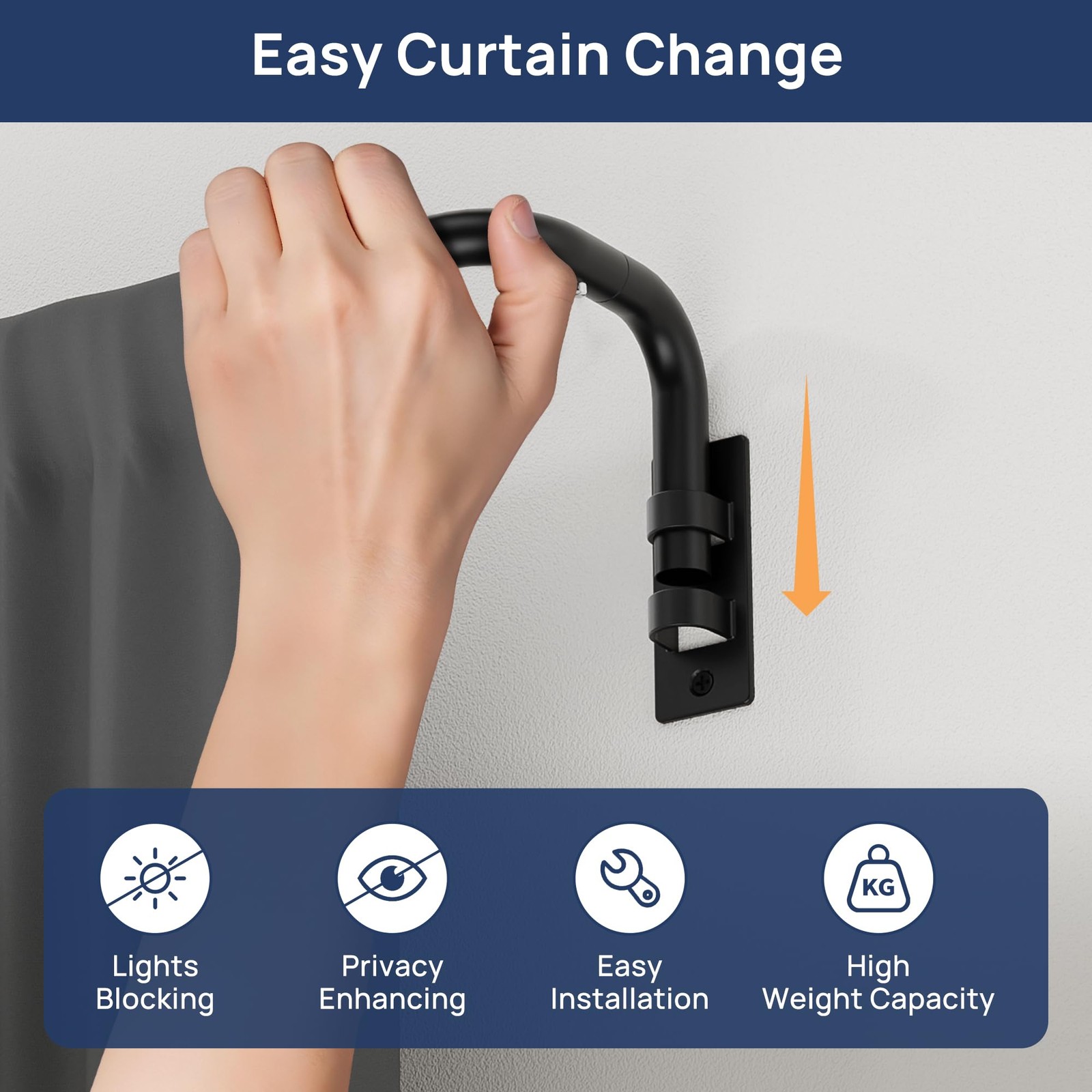 Blackout Curtain rod for windows 48 to 84, Wrap Around Curtain Rods for Bedro…