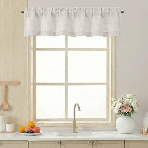 Valance for Windows – Light Filtering Faux 52″W x 12″L (Pack of 1) Natural