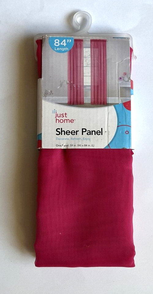 Just Home Pink Sheer Panel-One Panel- 59” W x 84” L