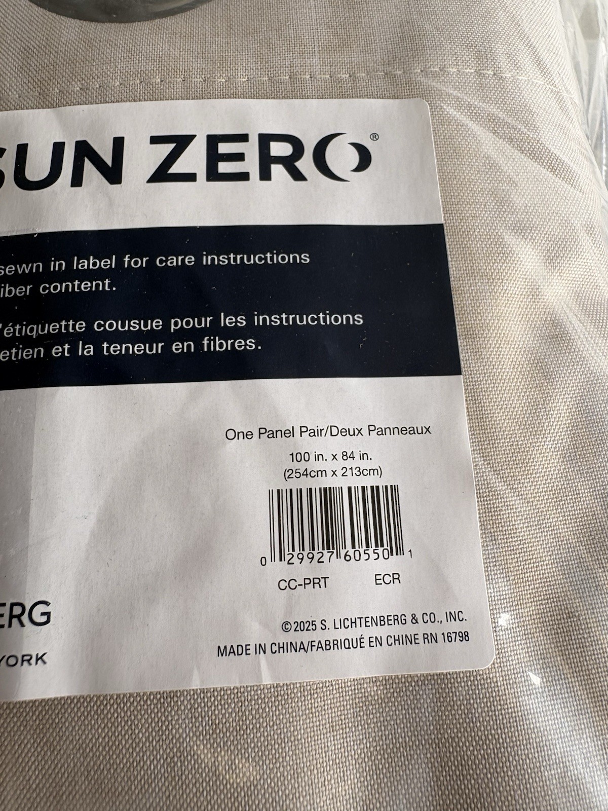Sun Zero Grommet Top Lichtenberg Beige Curtains 100 in x 84 (One panel)