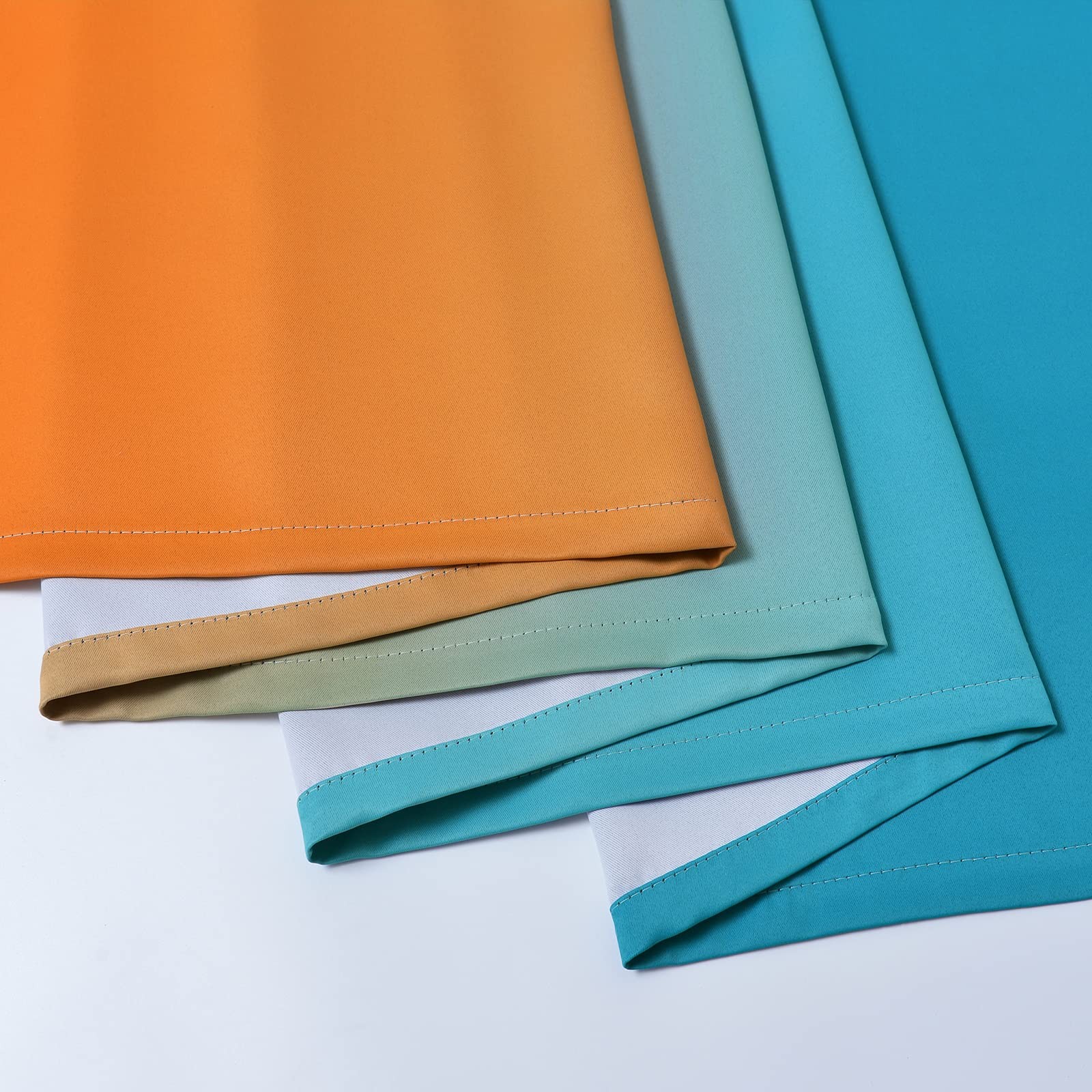 Yakamok Ombre Orange and Blue Curtains for Bedroom, Gradient Room Darkening C…