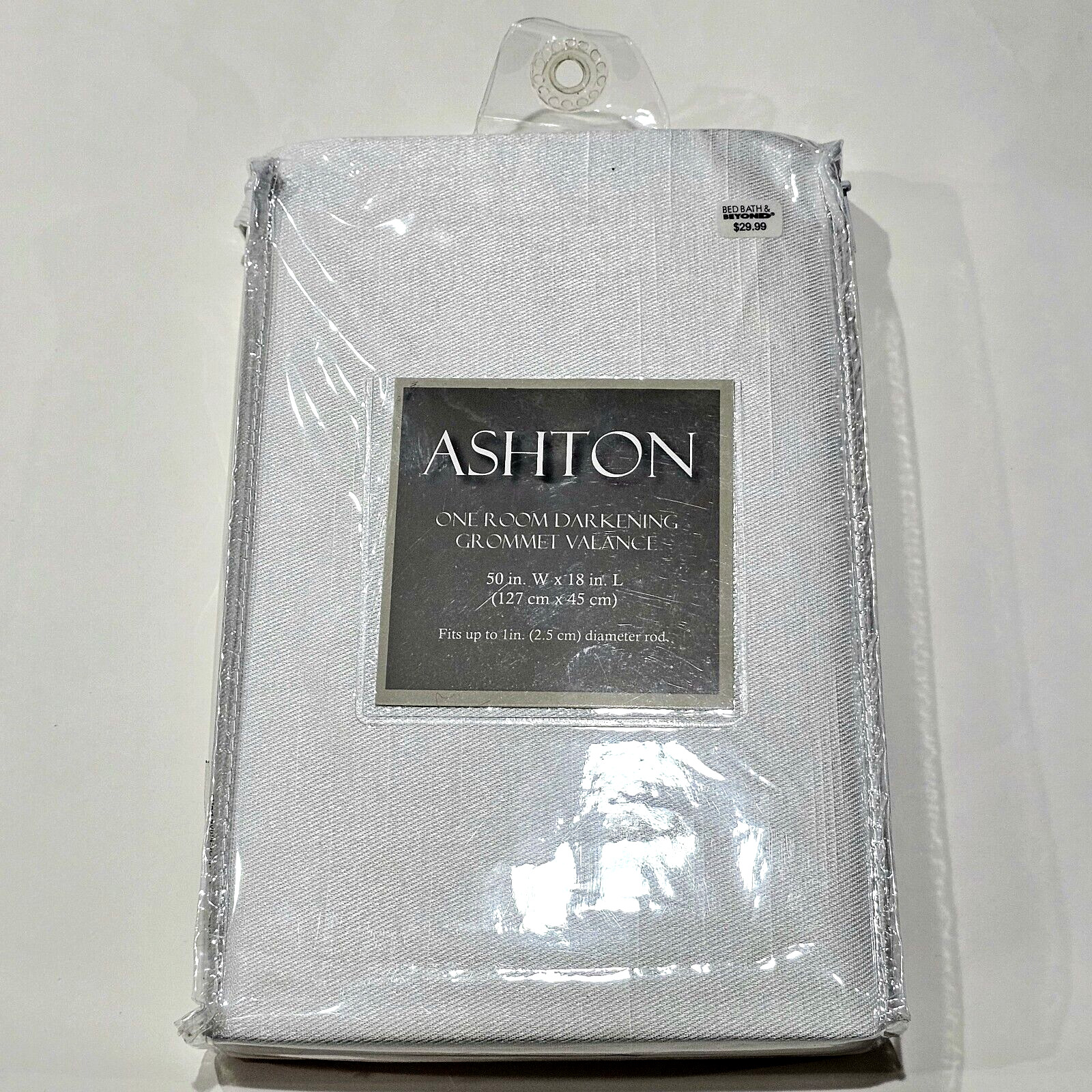 Ashton One Room Darkening Grommet Valance 50×18 L Fits 1in Rod White