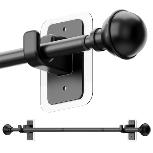 No Drill Curtain Rods for Window 28 to 47 Inches, 5/8 Inch 27-52″ Black