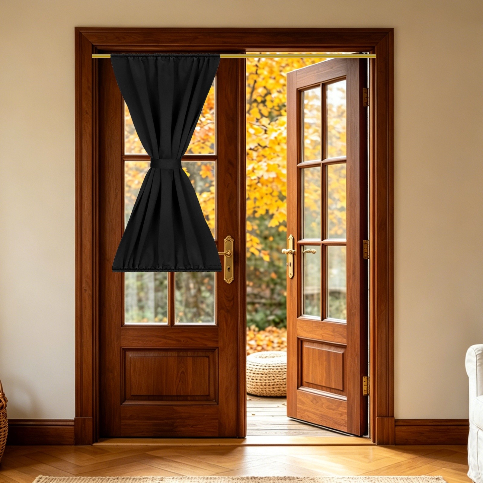 French door curtain, 86x127cm darkening, 1 piece, black