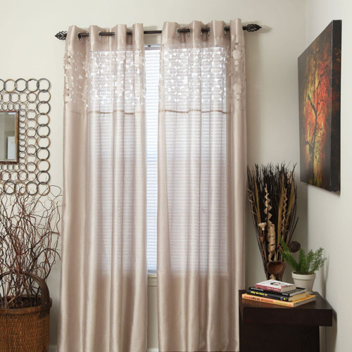 Lavish Home Karla Laser-Cut Grommet Curtain Single Panel 54″W x 95″L Beige
