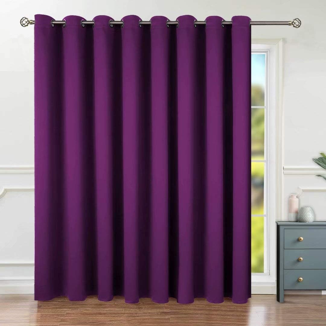 Extra Wide 96″ Room Divider Curtain, Purple Blackout Drape for Privacy