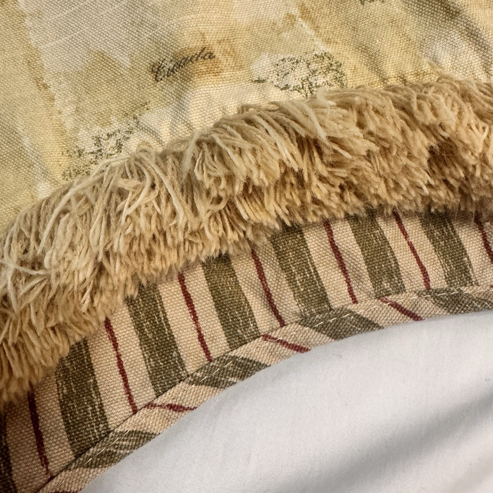 Waverly Ladybug Dragonfly Fairfield 78” Valance Double Layer Striped Fringed