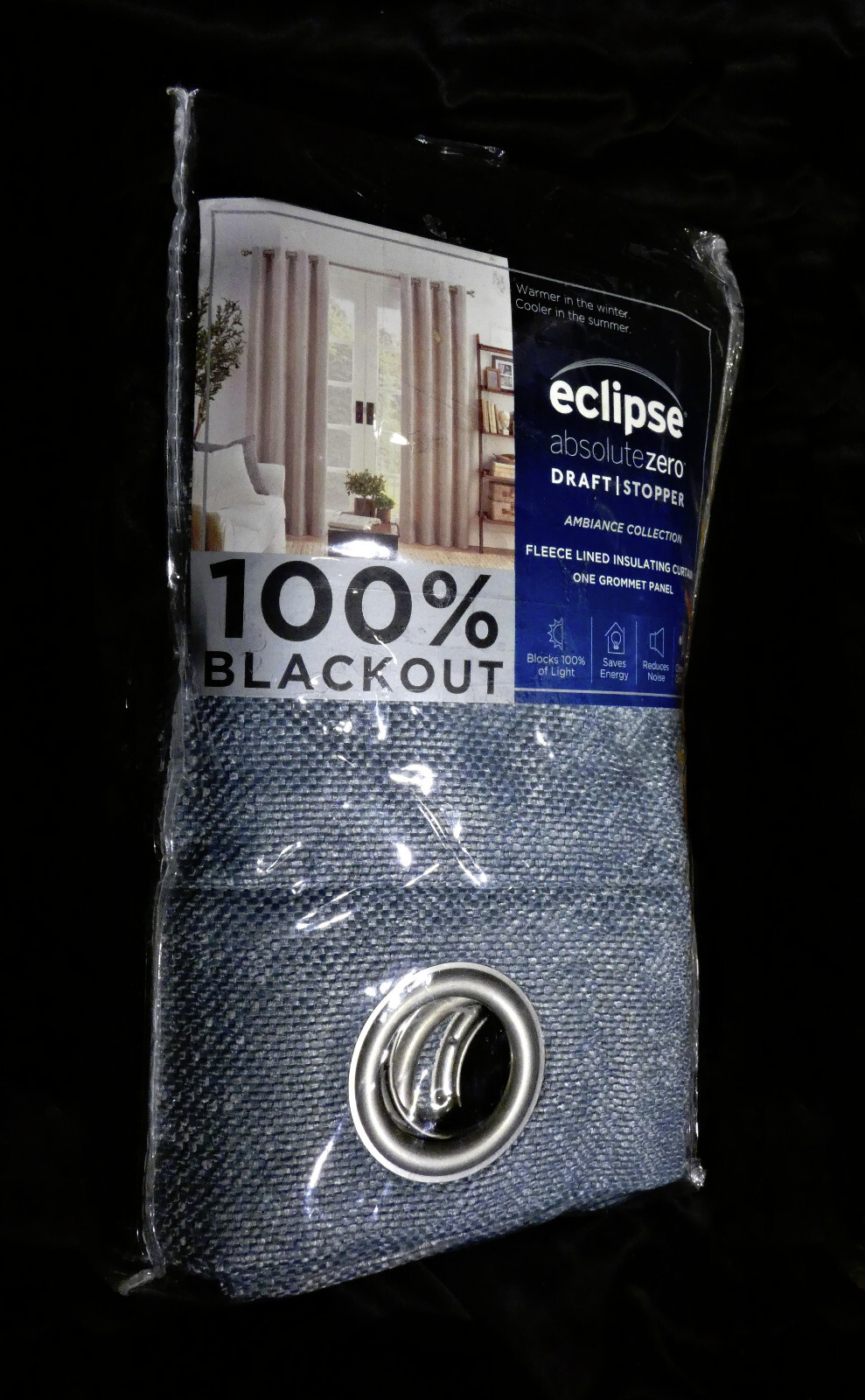 Eclipse 100% Blackout draft stopper fleece curtain grommet Ambiance Spa 50″x95″