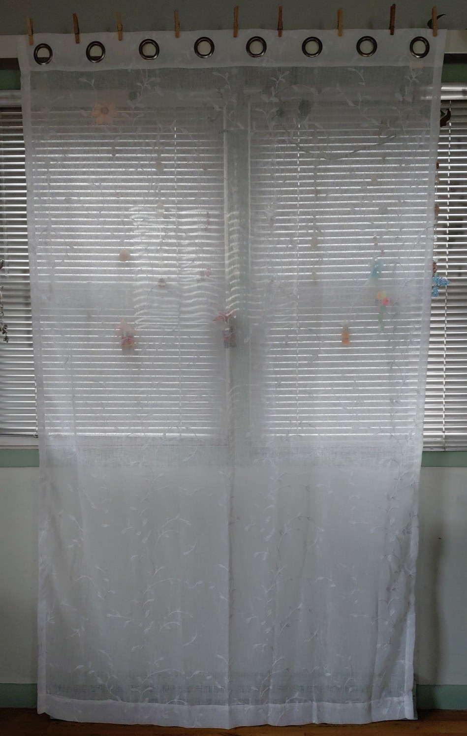 JCP 2 Linden Street Sheers Embroidered Curtains RN#102031 White 17