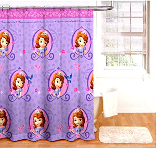 Disney Sofia The First Shower Curtain 178x183cm Fabric Bed Bath Room Decor Kids