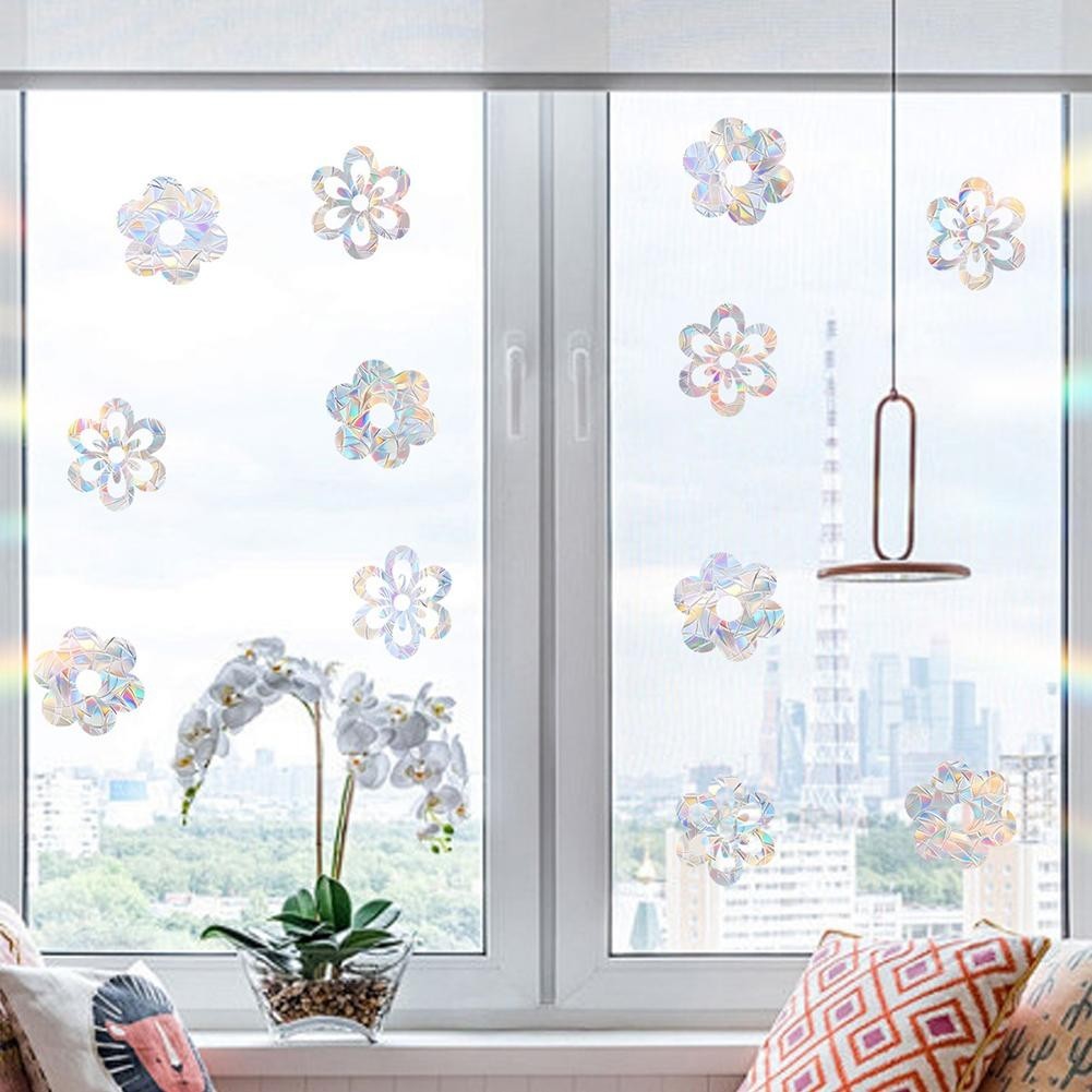 Sun Catcher Iridescent Floral Design For Glass Doors Glass Safety Decal