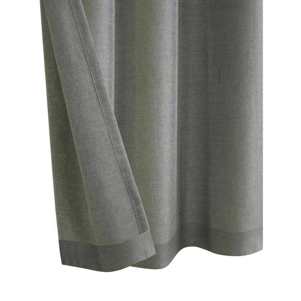 Milo Grey Polyester Faux Linen 52 In. W X 84 In. L Grommet Indoor Light Filterin
