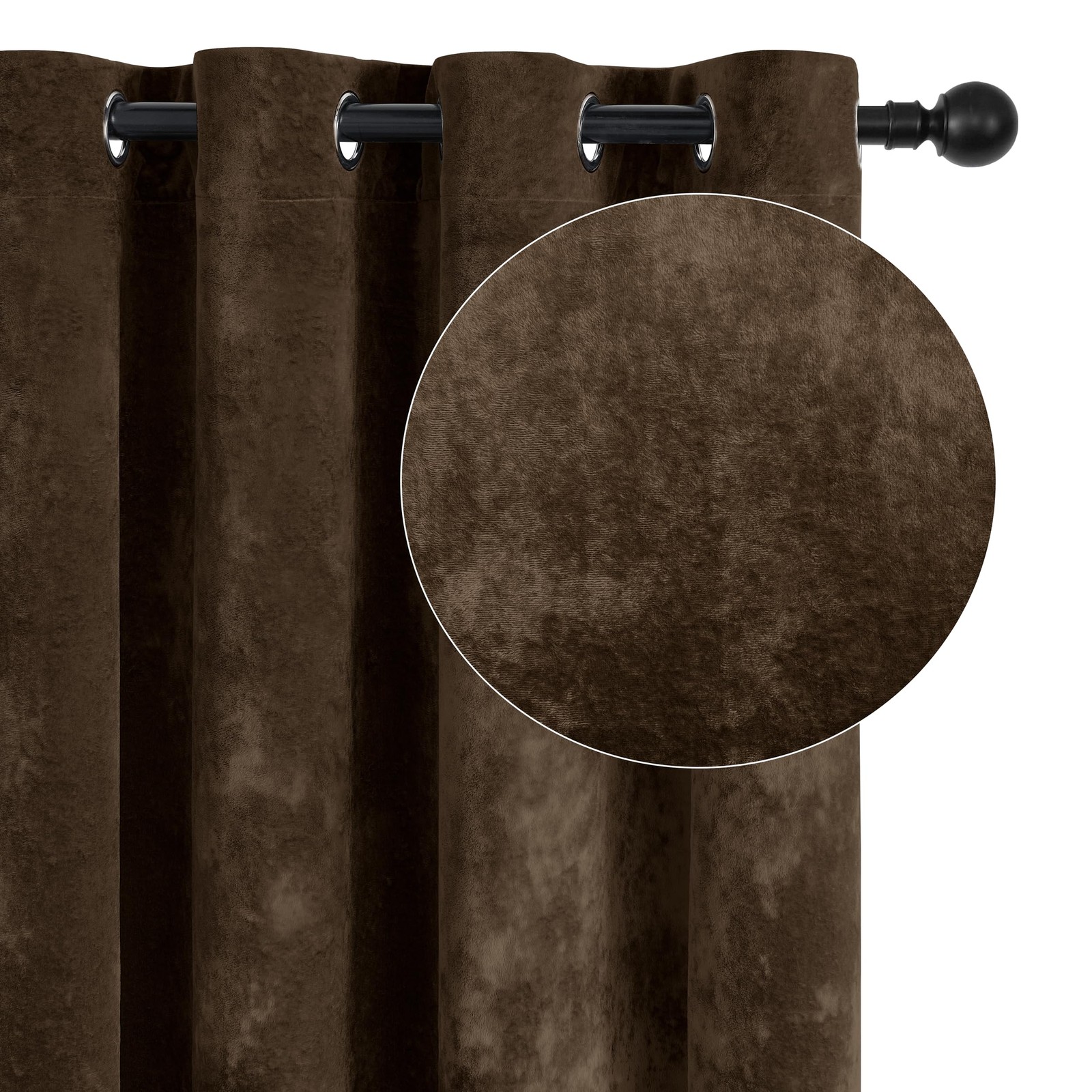 Snitie Chocolate Crushed Velvet Curtains 52 X 96 Luxurious Thermal Insulation