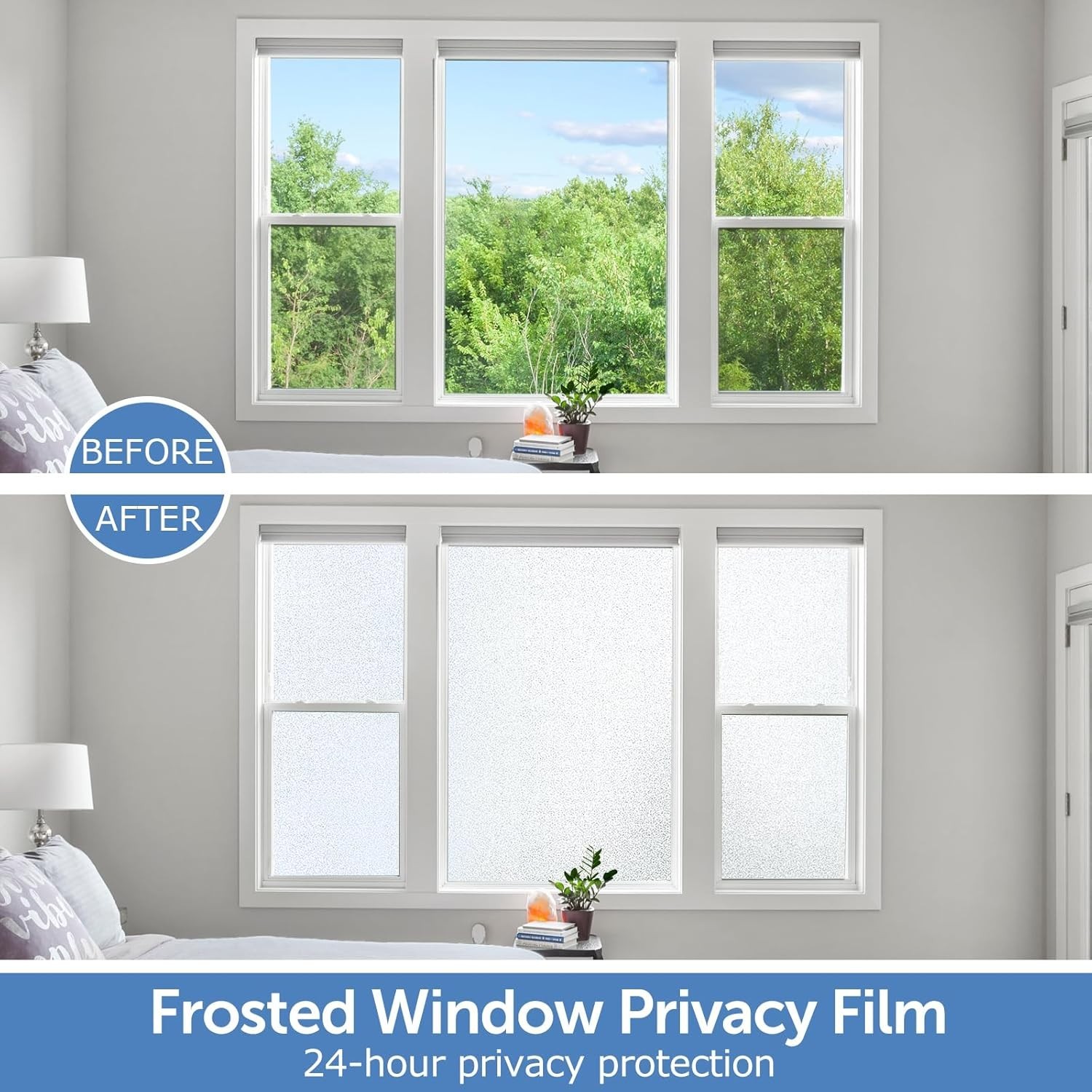 Frosted Window Privacy Film – UV Blocking & Heat Control, 23.6 x 78.7 Inch
