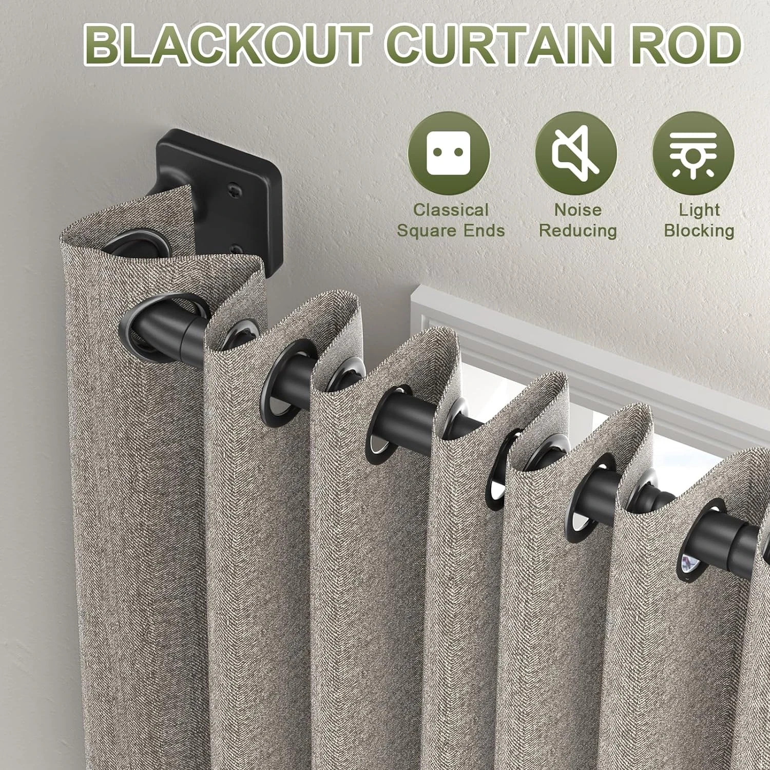 Curtain Rods for Windows 36 to 60 Inch, 5/8″ Blackout Wrap around Curtain Rod Te