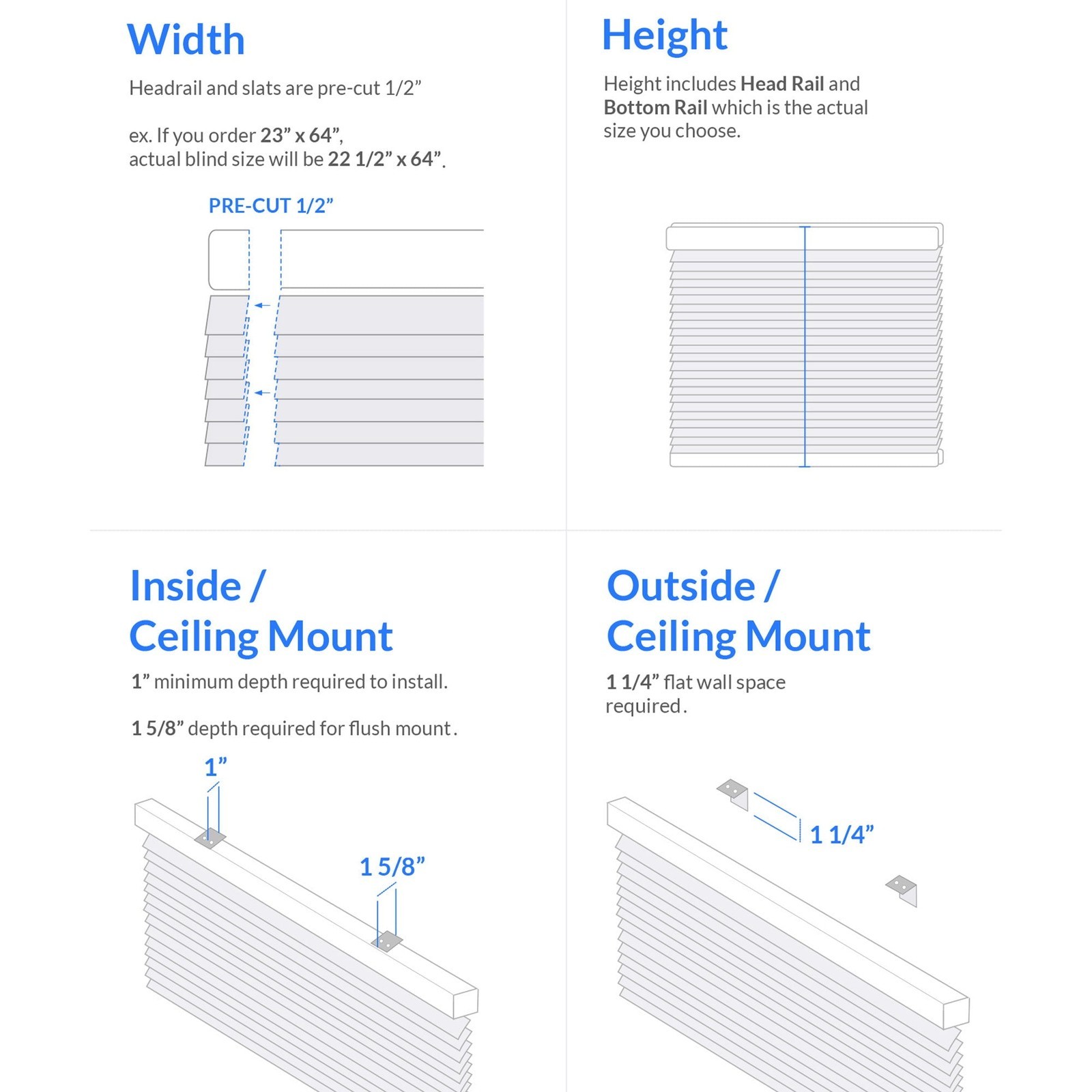 83″W x 36″H Alabaster Cordless Vinyl Mini Window Blinds 1″ Slats