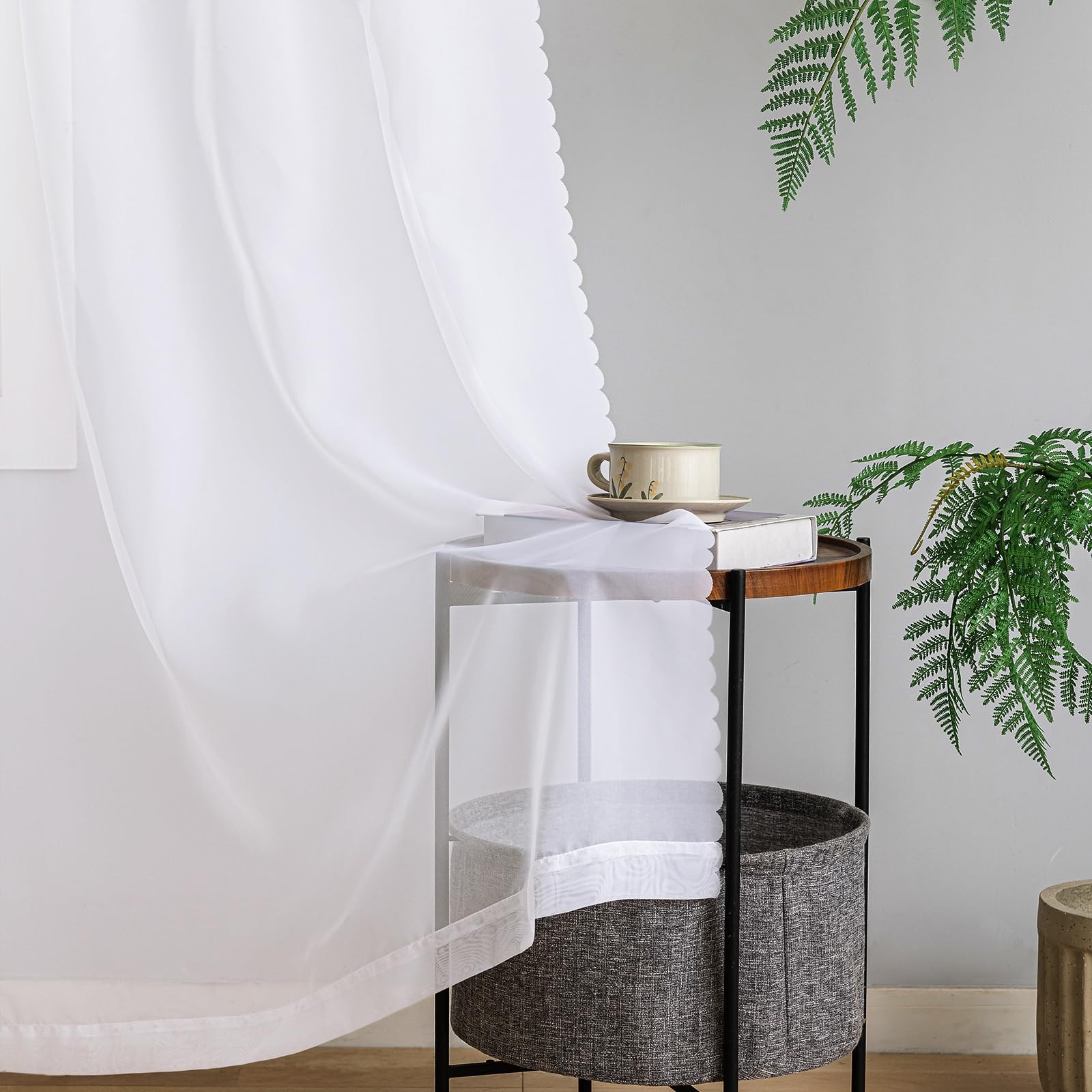 MYSTIC-HOME White Sheer Curtains 96 Inch 40″W x 96″L (Pack of 2), White-voile