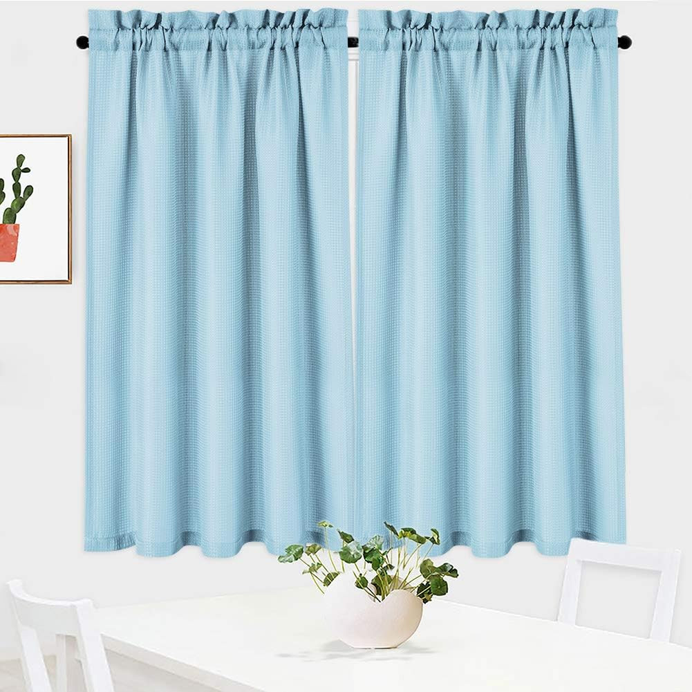 Kitchen Curtains – 45 Inch Long Casual Weave Cafe Curtains, Short Tiers Privacy