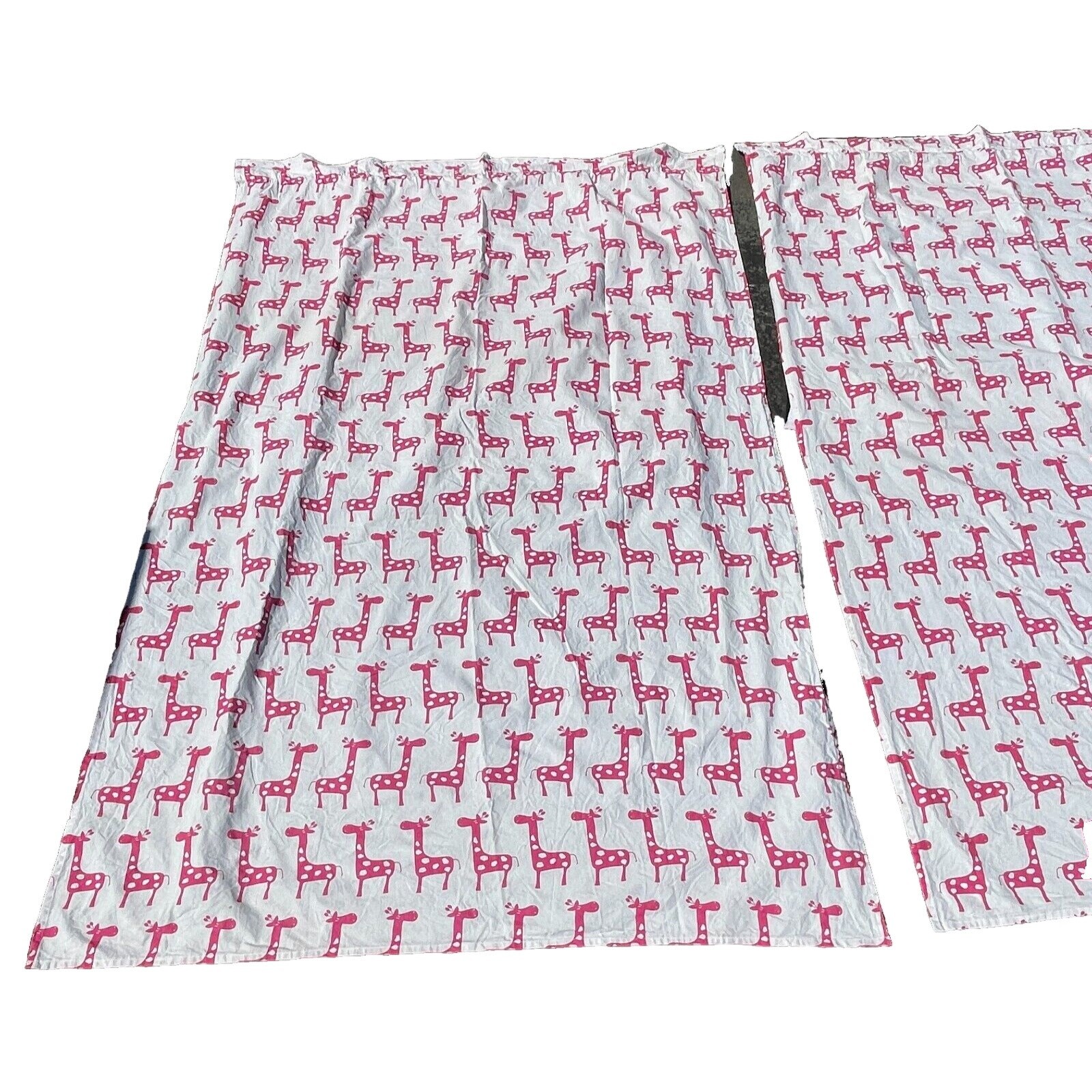 Set of 2 Whimsical Giraffe Curtains 76×50 Pink on White Custom Window Panels