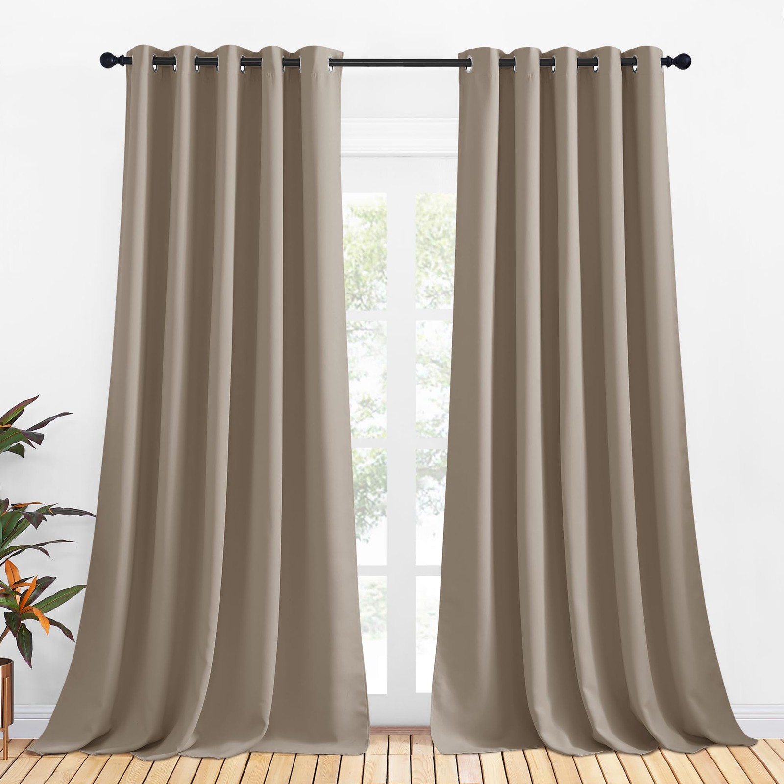 Bedroom Curtains Blackout Drapery Panels, 2 Panels, 70 x 108 inches, Taupe, T…
