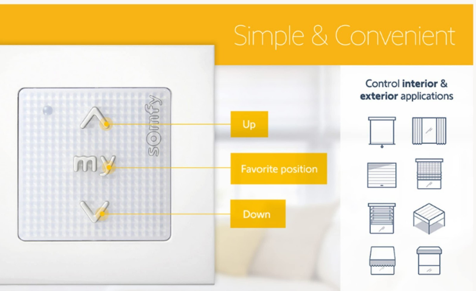Somfy Smoove Origin 4 RTS PURE –4 Channel Wireless Wall Control-1811748 Each