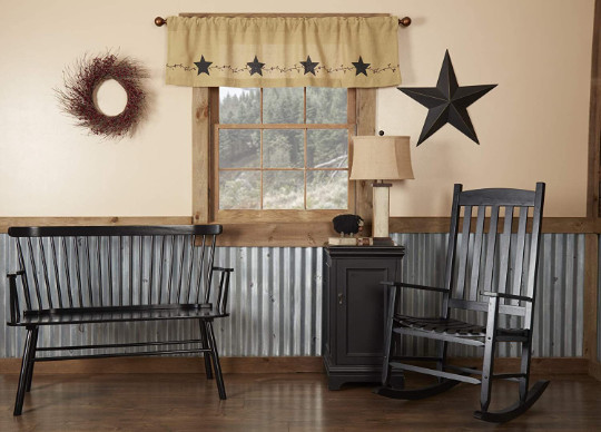 Pine Valley Quilts Star and Pip Valance 16″ x 60″ Farmhouse Cottage Primitive