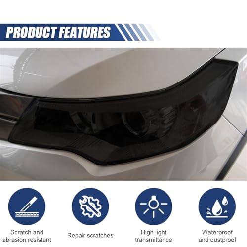 ZIMISI 11.88×48 Inches Car Headlight Tint Film, Self Adhesive Vinyl Dark Black