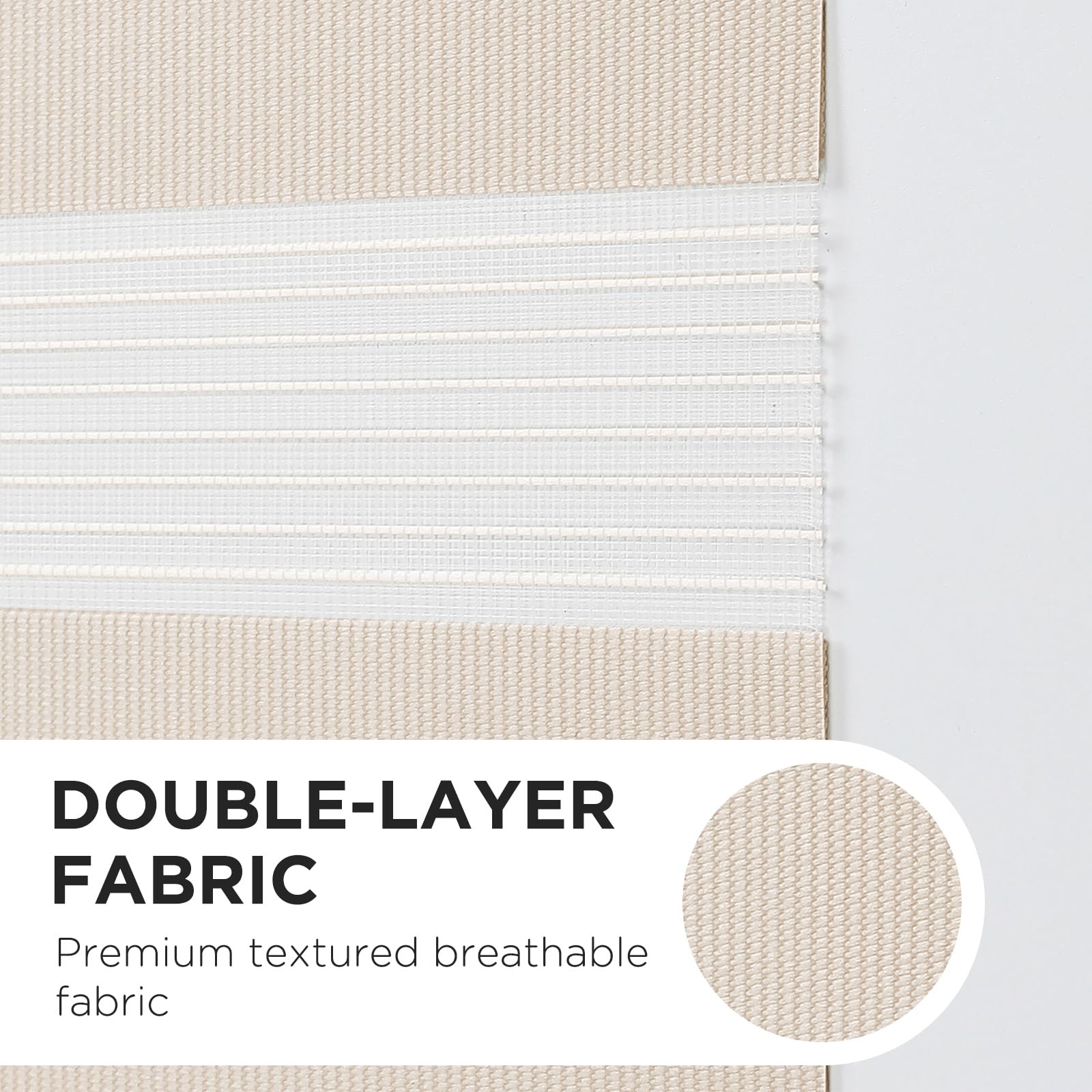 Joydeco Cordless Zebra Blinds 24″W x 75″H, Upgrade- Beige (Aluminum Cover)
