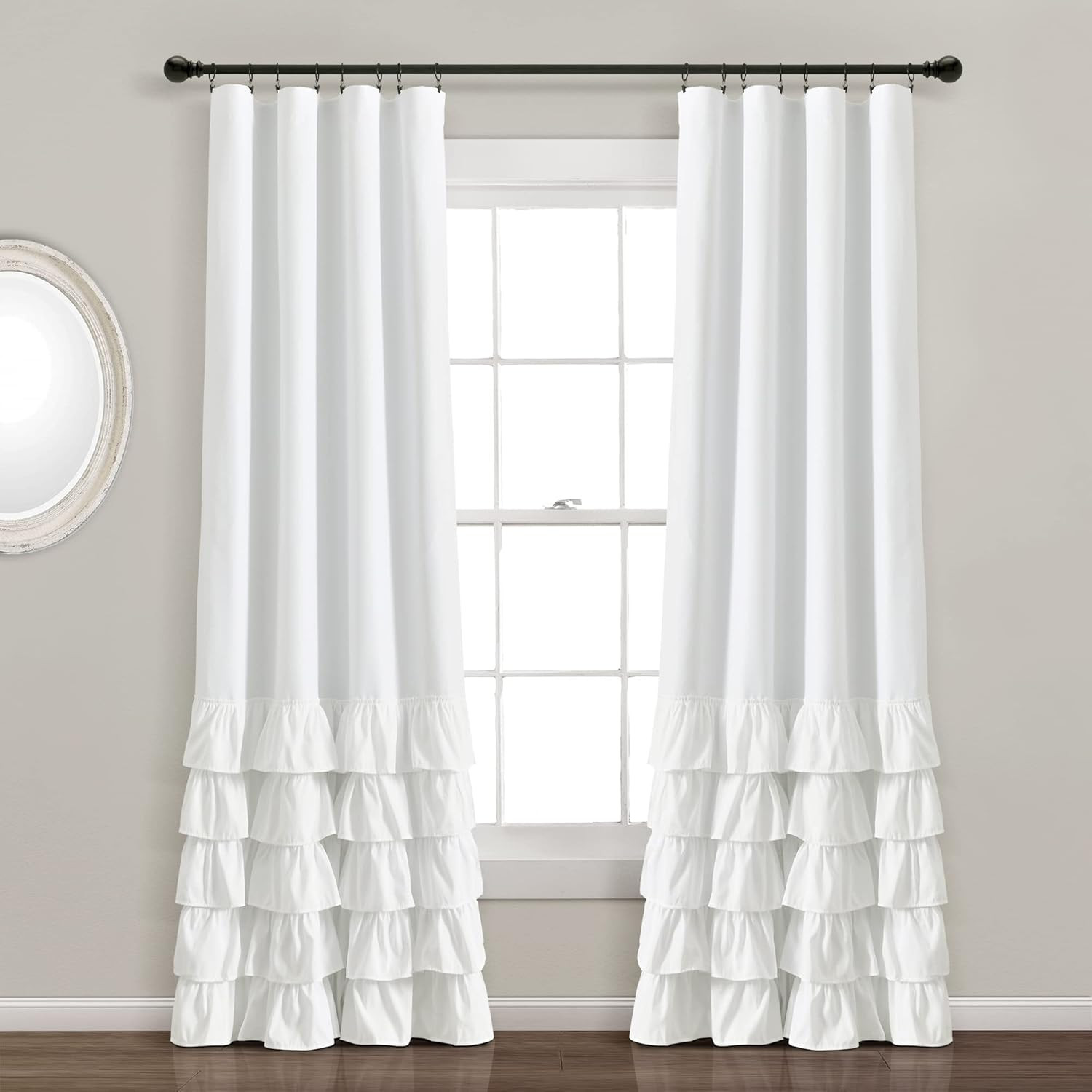 Allinson White 100% Blackout Ruffle Curtain 40″x84″ for Bedroom/Nursery