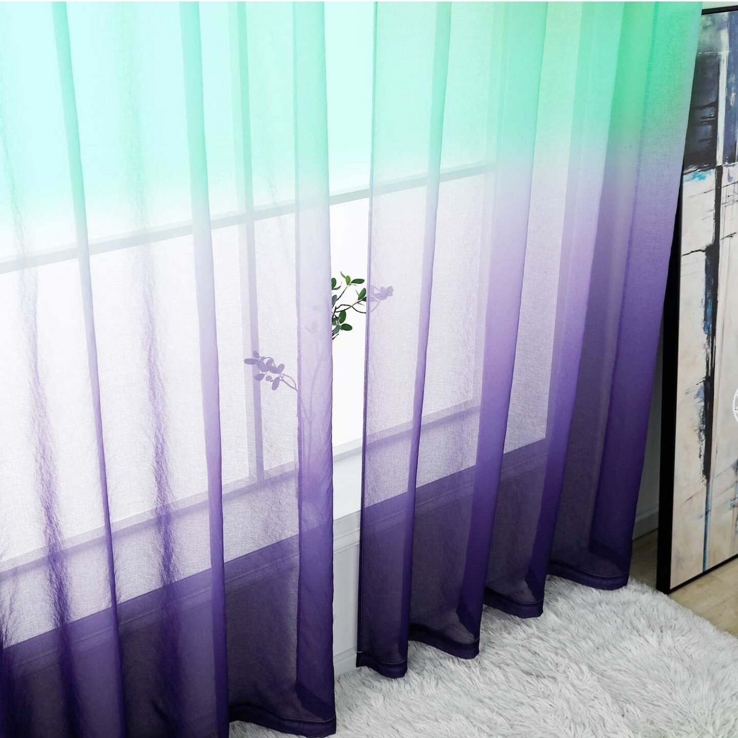 Naturoom 54″ x 84″ Sheer Curtains Ombre Lilac Turquoise