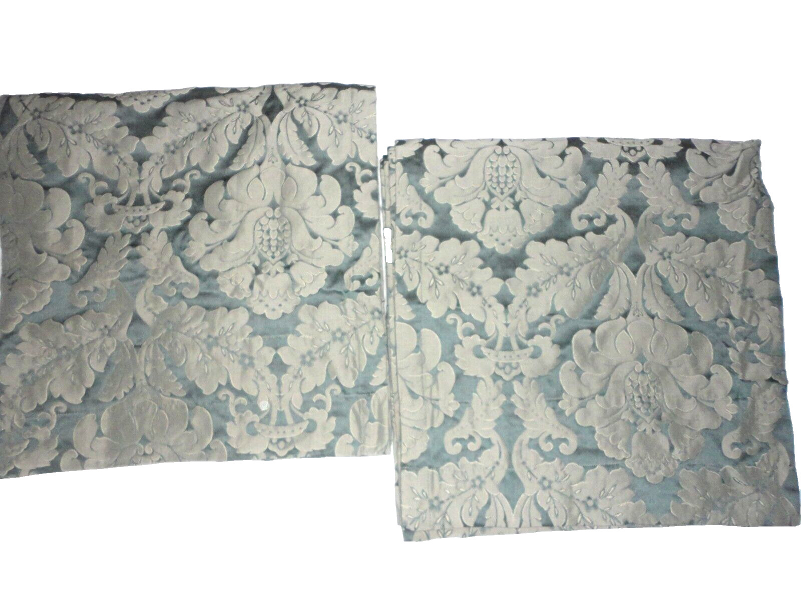 CROSCILL ELOISE BLUE FLORAL LEAF DAMASK (2) LINED PANELS CURTAINS 40X84