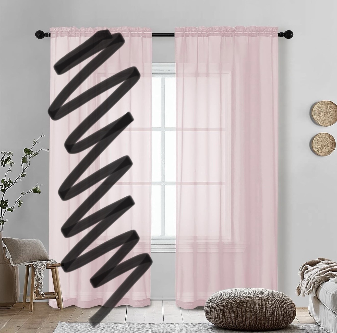 ONE Only 42X72 Inch Pink Sheer Curtain Panel (does not include two!!!!)