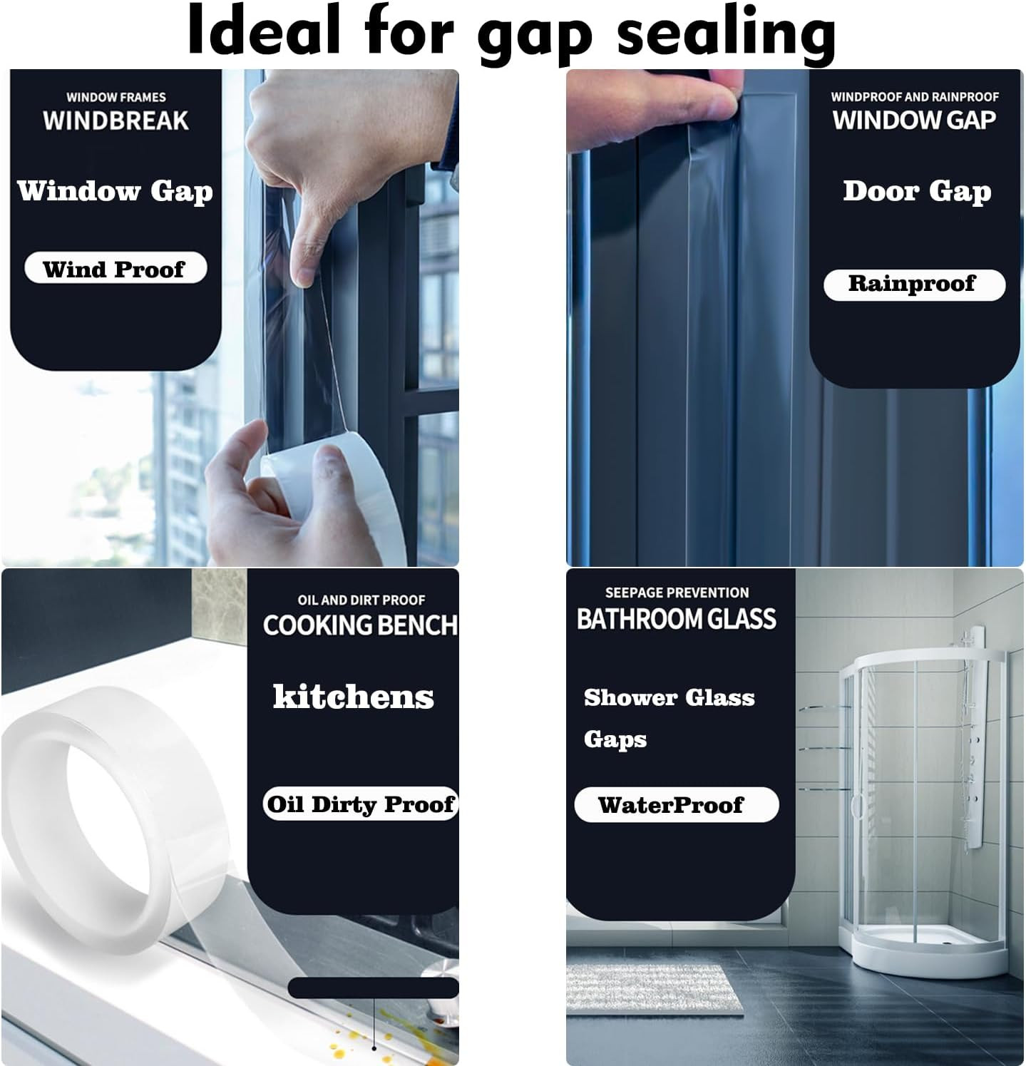 Transparent Window Weather Sealing Tape 2 in x 33 ft for Doors and Windows
