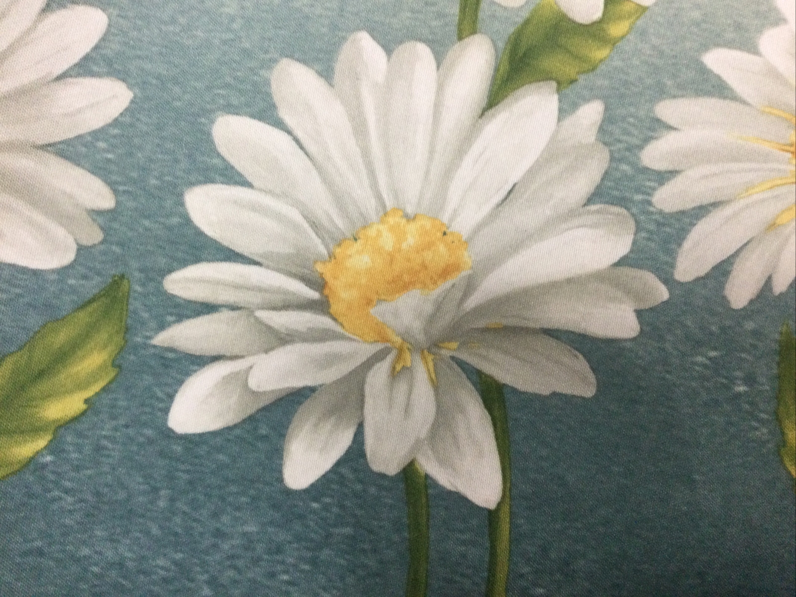 VALANCE DAISIES TEAL TAN YELLOW WHITE FLOWERS 100% POLYESTER 14″ X 57 COUNTRY