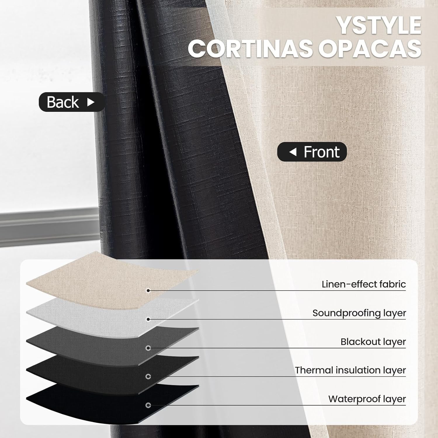 Room-Darkening Faux Linen Curtains, 108″ Long – Perfect for Bedrooms & Offices