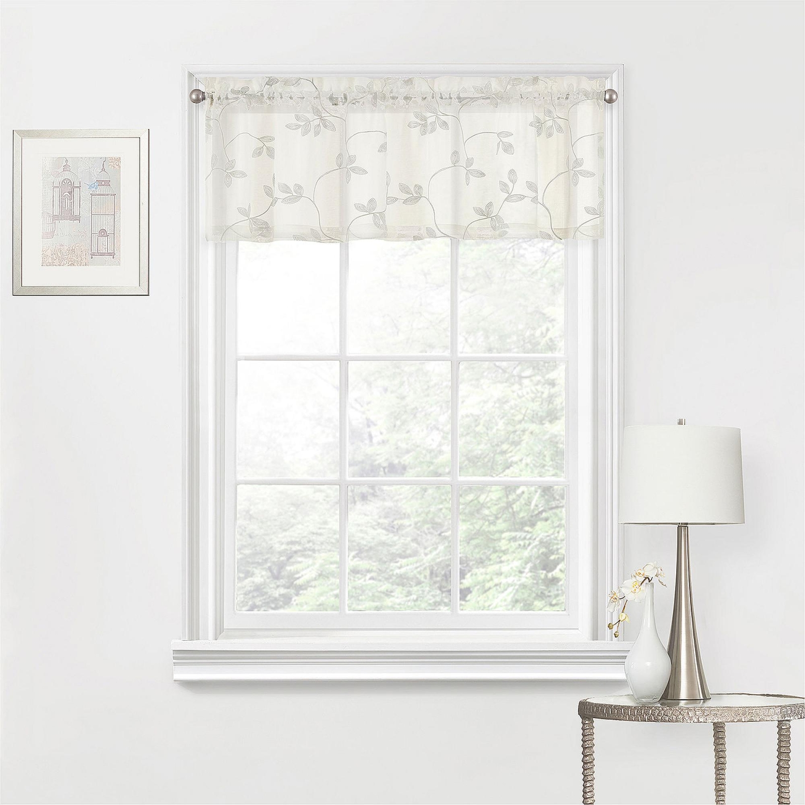 Regal Home Embroidered Rod Pocket Tailored Valance Ivory Off White 50″ x 15″