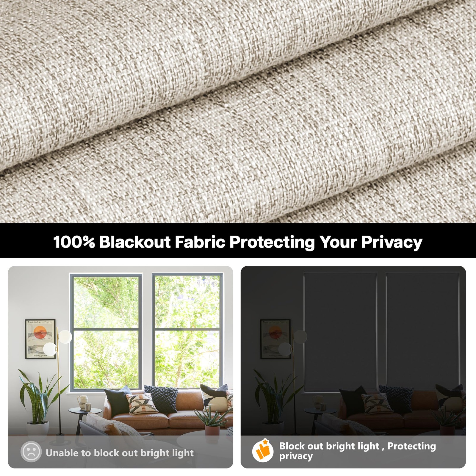 No Tools No Drill Cordless Roman Shades for Windows, Blackout Thermal Insulat…
