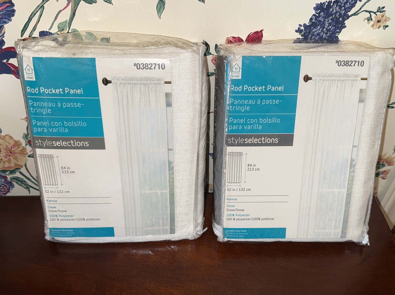 Style Selections Home 2pc Kenna 84″ ~Snow Polyester Semi-sheer Curtain Panels