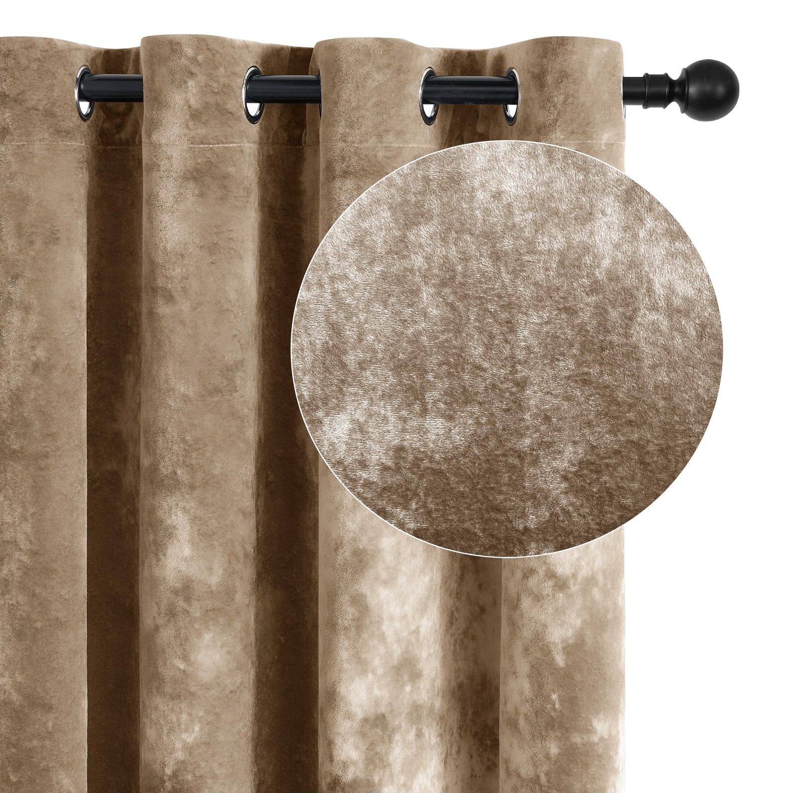 Snitie Amber Beige Crushed Velvet Curtains 52 X 108 Luxurious Thermal