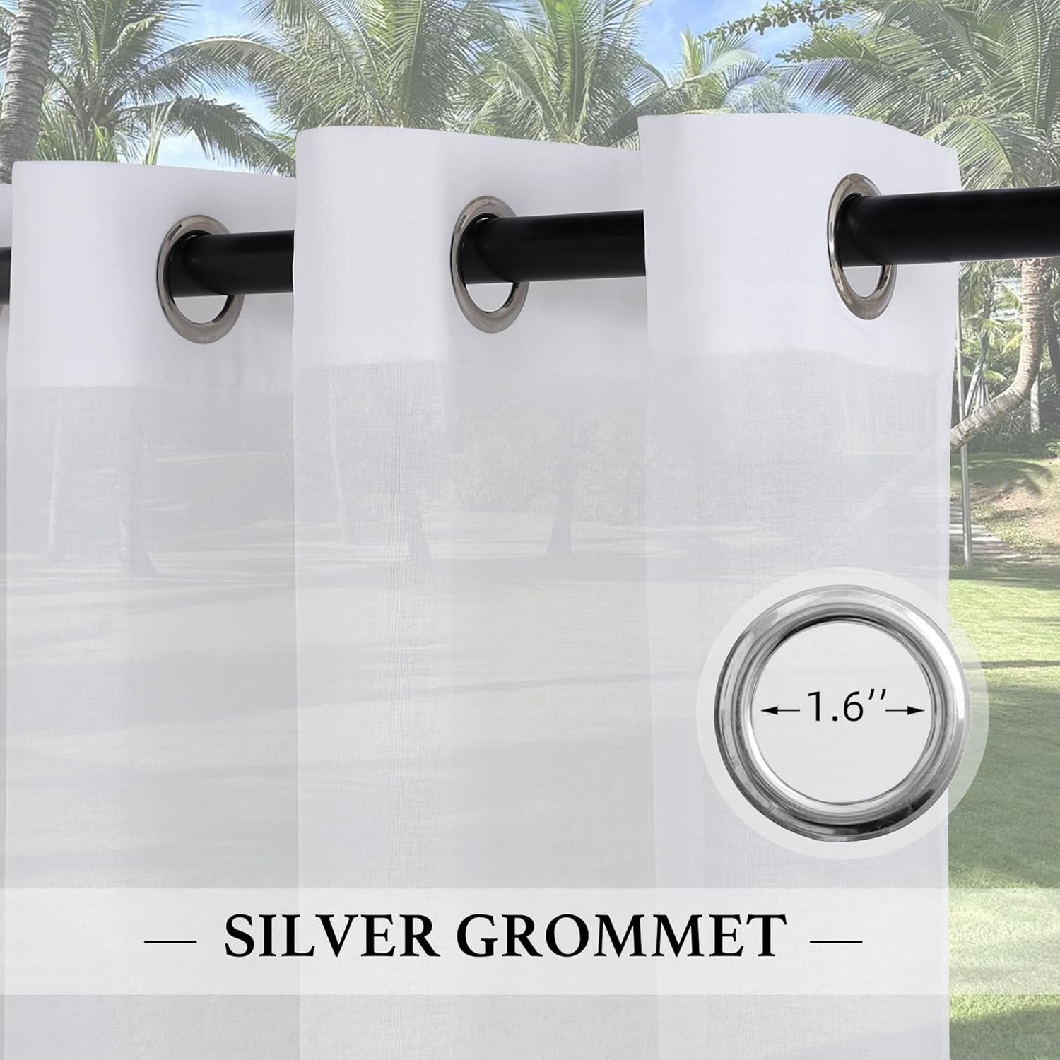 RYB HOME 2 Panels Outdoor Curtains – 54×84 Waterproof Semi-Sheer