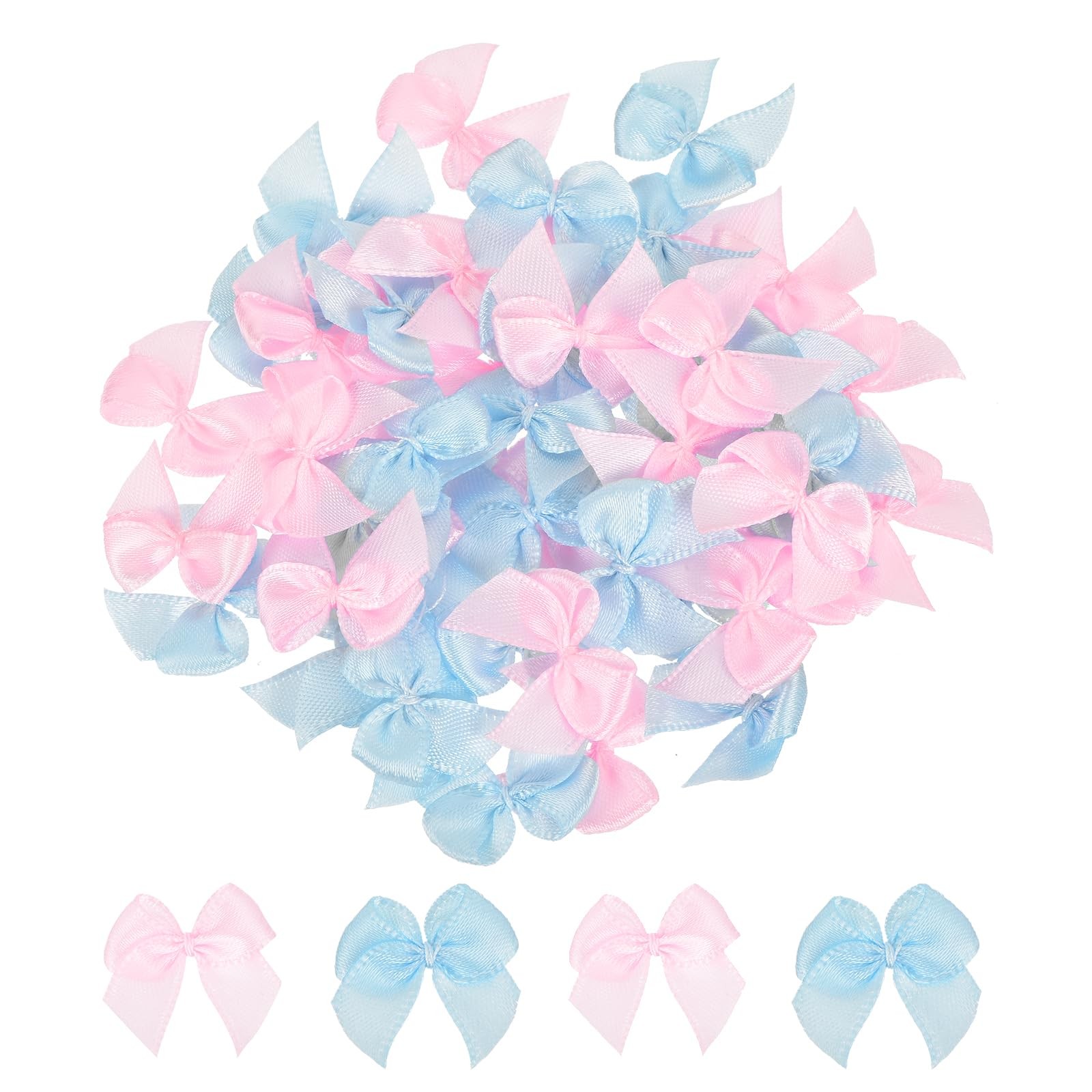 50Pcs Mini Ribbon Bow 1 Mini Fabric Satin Ribbon Flower Bows for Craft DIY Se…