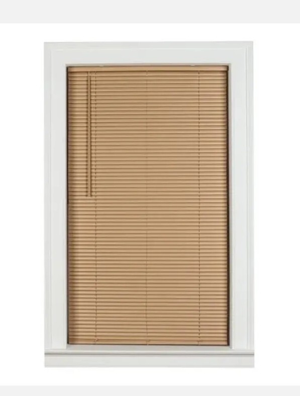 1″ Cordless Vinyl Blinds 31×48″ khaki tan light filtering Mainstays