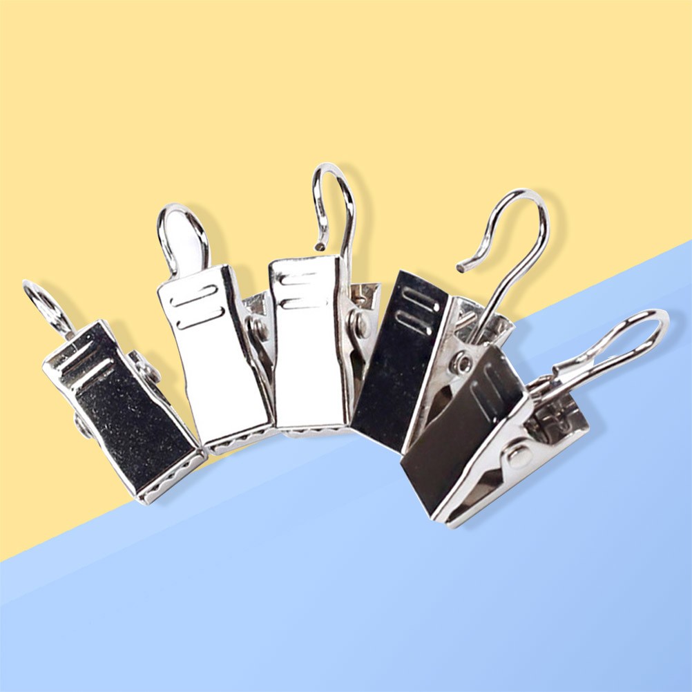 60Pcs Iron Clip Rings Silver for Curtains with Tabs Or Pockets Easy Use
