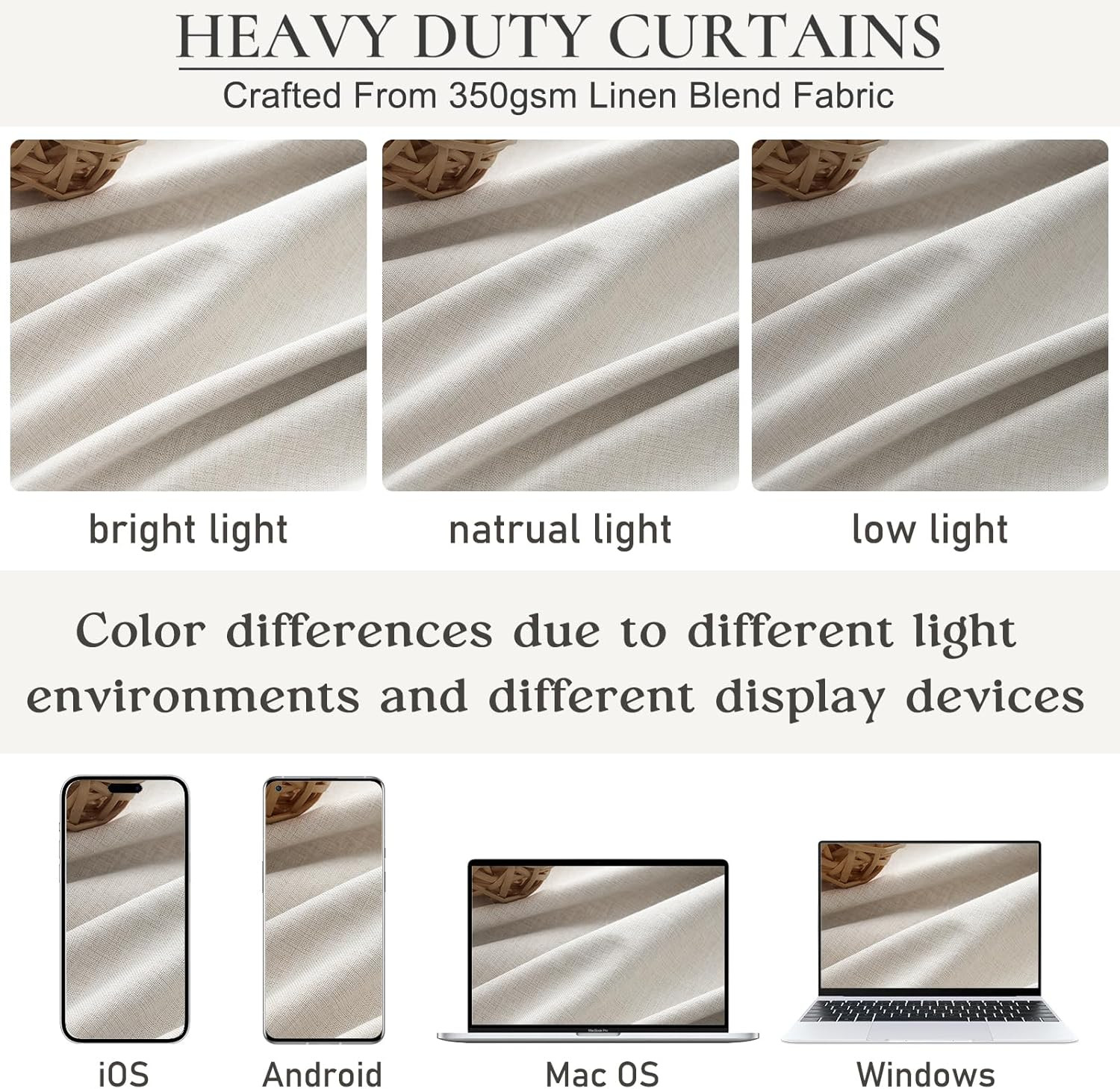 102″ Blackout Curtains, 2 Panels, Pinch Pleated, Beige Ivory, Modern Farmhouse