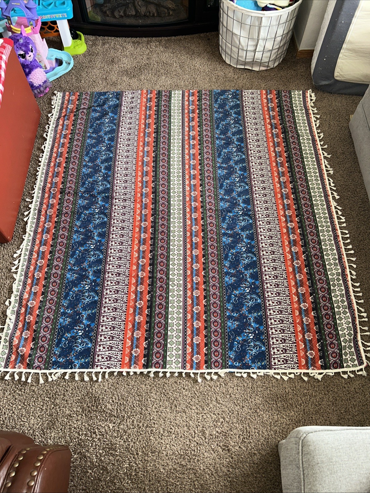 Vogol: Boho (2) Curtain Ethnic Chic Geometric Beige Tassels 61 1/2”L X 56 1/2W