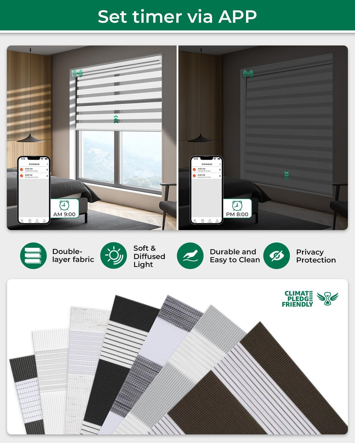 Remote-Controlled Motorized Zebra Blinds – Smart Dual-Layer Shades 24″x72