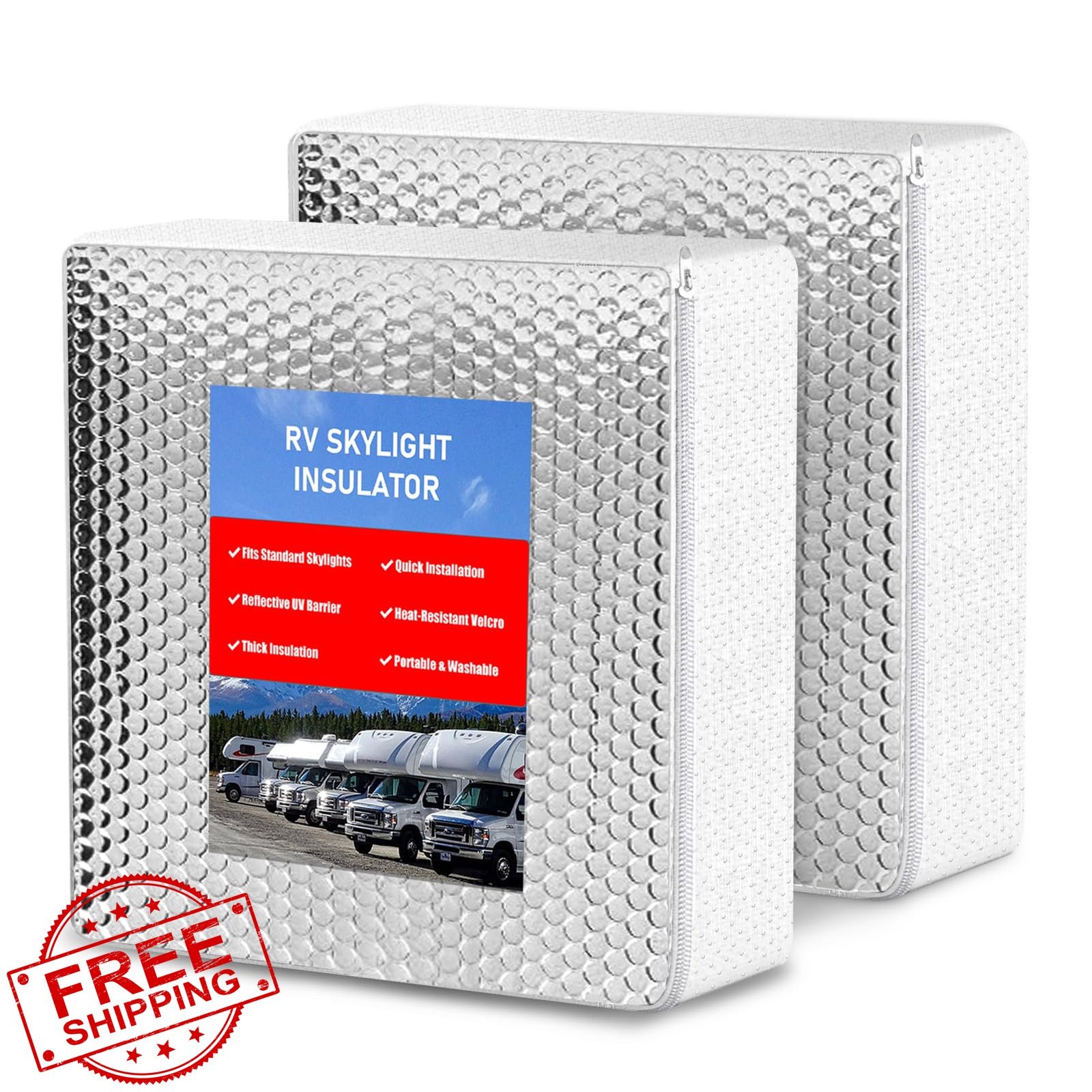 2 Pack RV Skylight Insulator Cover, 14″x14″ Reflective Pillow