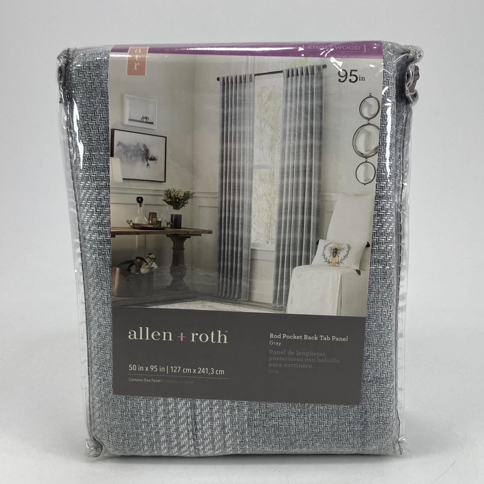 Allen + Roth ENGLEWOOD 50”x95” Rod Pocket Back Tab Panel Curtain Gray 3728144